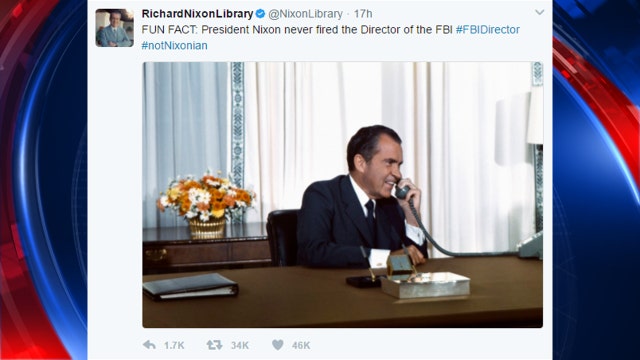 Tweet trolls lawmakers comparing Comey firing to Nixon
