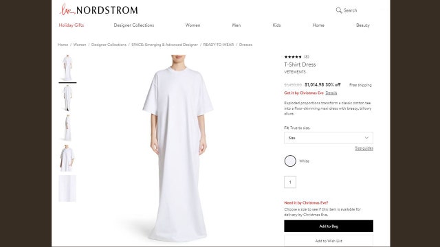 $1,000 t-shirt dress available from Nordstrom.com