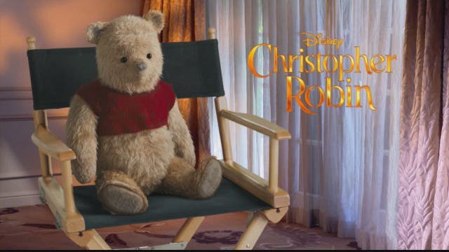 Ewan McGregor, Hayley Atwell, and Winnie The Pooh in Christopher Robin