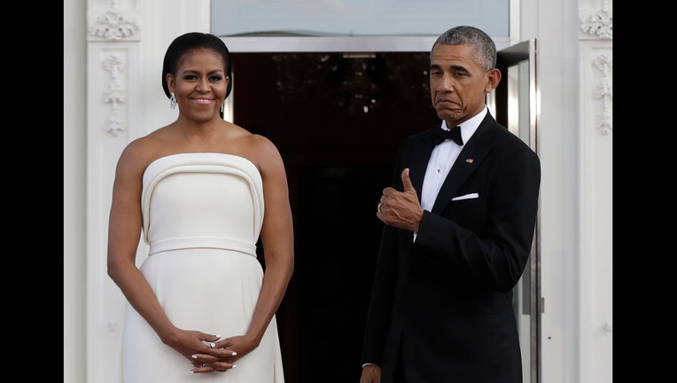Michelle Obama wears strapless gown by Brandon Maxwell Gaga