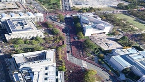 Aerial photo shows sea of red during Washington Nationals World Series parade in DC