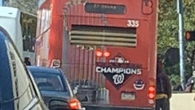Washington Nationals World Series championship banners spotted on buses in Philadelphia
