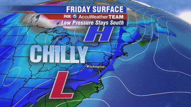 Cool, mostly sunny Friday with temps in the 50s; chilly, breezy weekend ahead