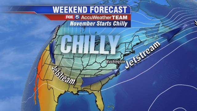 November starts chilly with temps in the 50s; dry, cool weekend for Nationals World Series Parade
