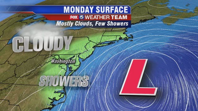 Chilly, cloudy and patchy drizzle across parts of DC region Monday