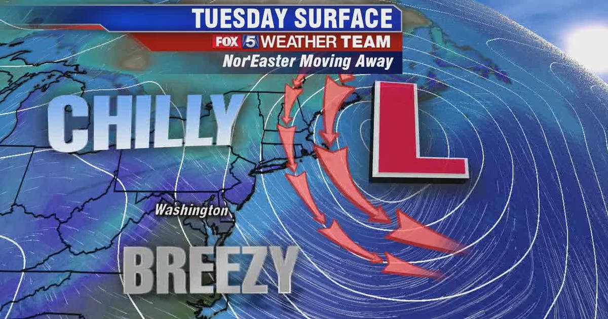 Chilly, breezy Tuesday; passing snow flurry possible overnight | FOX 5 DC