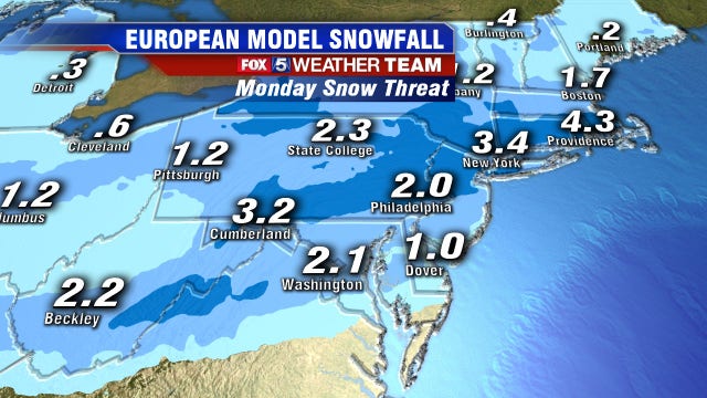Monday brings threat for next wintry mess to DC region
