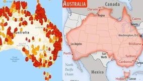 Maps show Australia's massive wildfires compared to size of United States