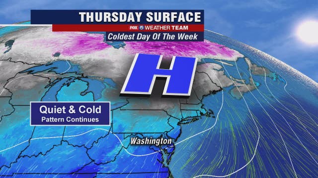 Coldest day of the week Thursday; some Saturday showers