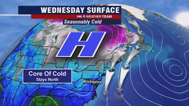 Chilly, dry Wednesday; showers expected Saturday