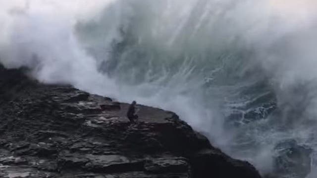 California beachgoer swept away by giant wave in wild footage; county warns visitors about dangerous surf