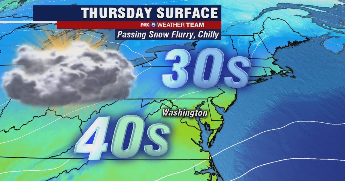 Cold blast Thursday with highs in the low-40s; passing evening snow ...