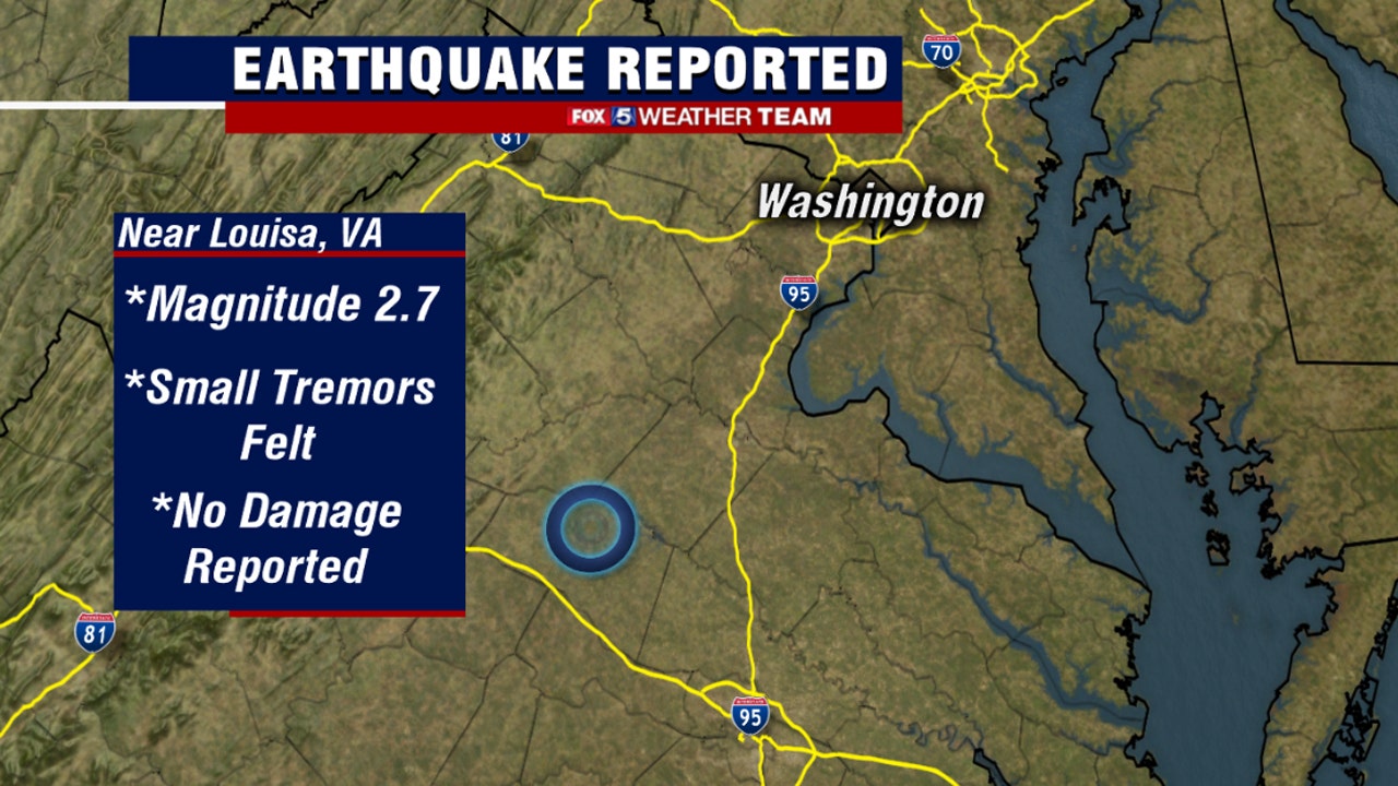 USGS 2.7 magnitude earthquake reported in Virginia early Monday morning