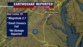 USGS: 2.7 magnitude earthquake reported in Virginia early Monday morning