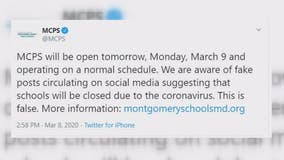 Montgomery County Public Schools open Monday despite online posts suggesting closures due to coronavirus, officials say