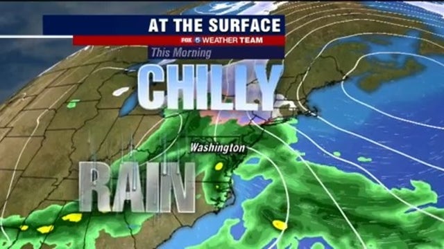 Chilly, rainy Monday with highs in the 40s