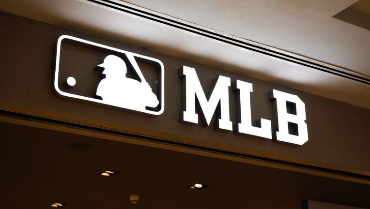 Major League Baseball, or MLB, logo seen in Shanghai