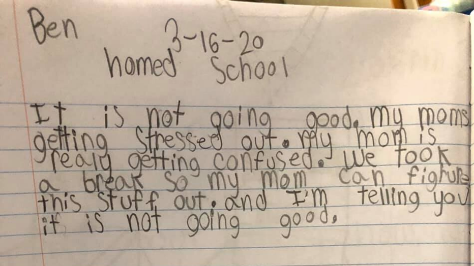 8-year-old's journal entry on first of homeschooling goes viral.