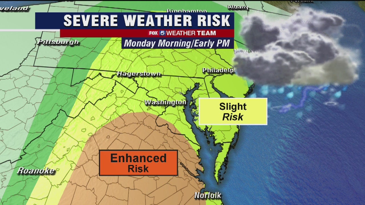 Strong Storms, Gusty Winds Expected Across Parts Of DC Region Monday