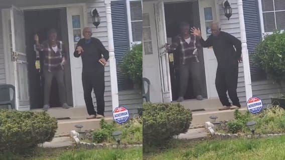 Woman drives by to check on elderly parents, finds them 'dancing' on front steps: 'They needed to party'