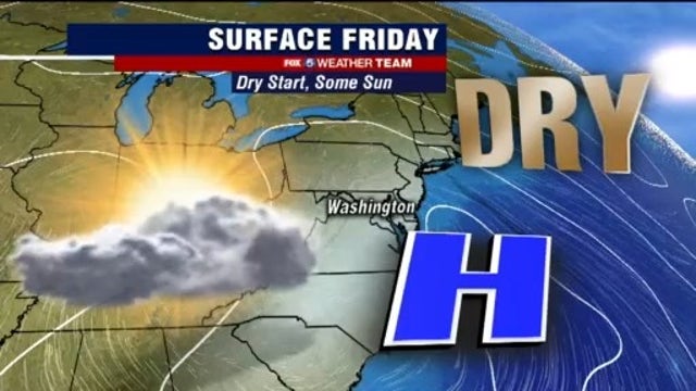 Cool and dry Friday with clouds and rain returning late tonight