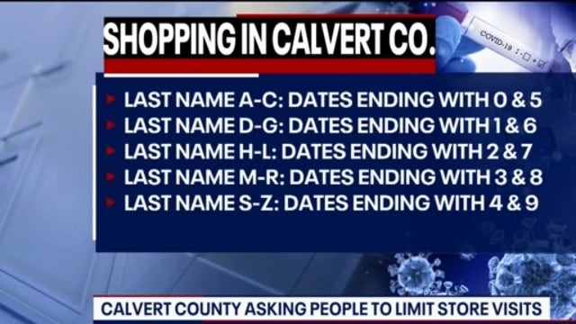 Calvert County recommends scheduling trips to grocery stores based on last names of shoppers