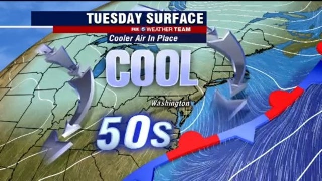 Cool Tuesday with late rain showers and chilly overnight temperatures