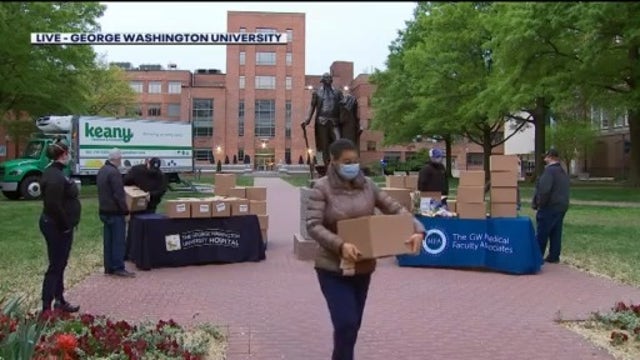 Fresh produce handed out to frontline responders at George Washington University Hospital