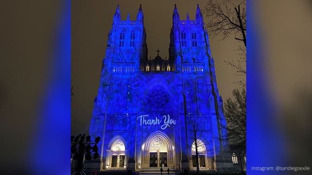Iconic DC landmarks light up blue to honor health care workers battling COVID-19