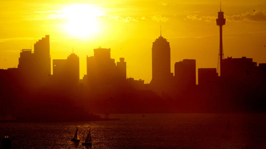 Sun setting on Sydney before a predicted 42 degrees scorcher tomorrow, 29 Novemb