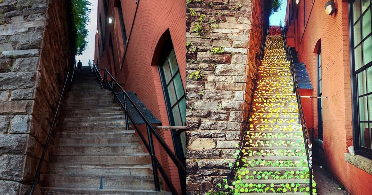 Exorcist Steps' in Georgetown adorned with thousands of origami