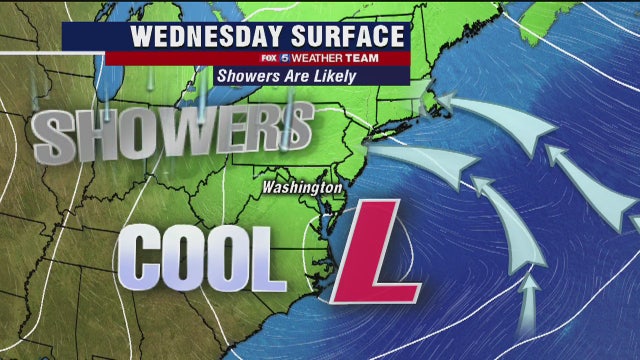 Showers likely Wednesday with chilly temperatures in the 50s