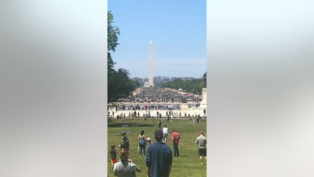 People pack National Mall during Blue Angels flyover