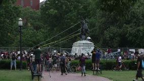 DC police shut down scene after protesters try to haul down Andrew Jackson statue