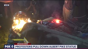 Protesters topple, burn Confederate Albert Pike statue in DC