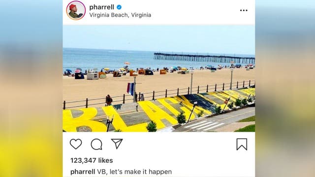 Pharrell proposes Black Lives Matter mural on Virginia Beach boardwalk: 'VB, let's make this happen'