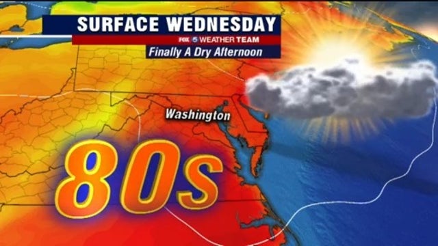 Hot, less humid Wednesday with dry skies and highs in the 80s