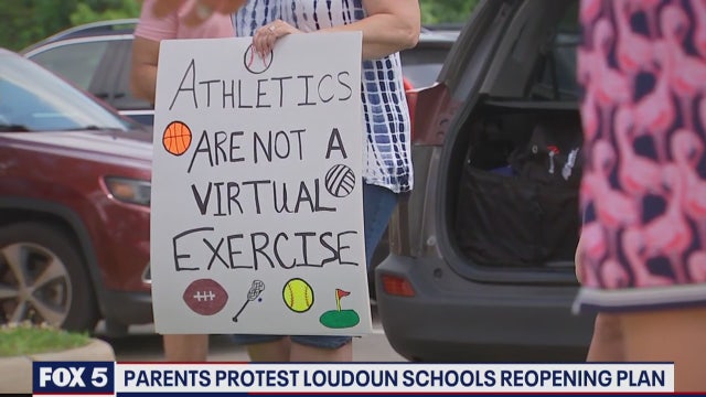 Loudoun County school district parents protest reopening plans