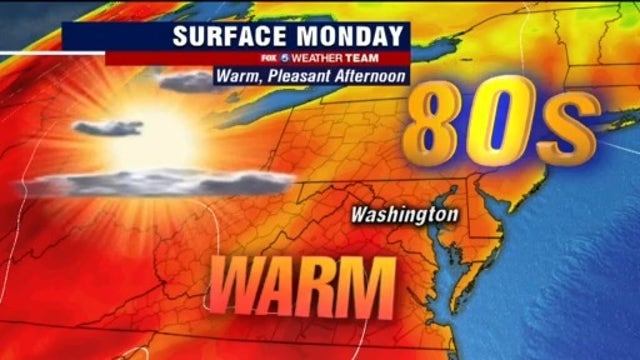 Sunny, warm Monday with highs in the 80s