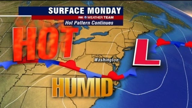 Sunny, hot and humid Monday; midweek storms possible