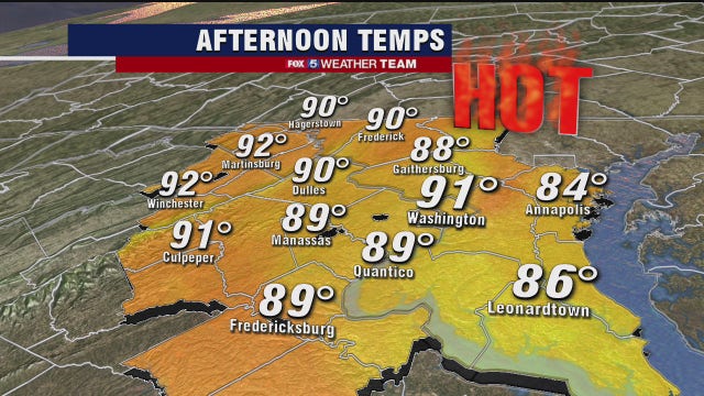 Heat wave continues Thursday with highs in the 90s; isolated storms possible