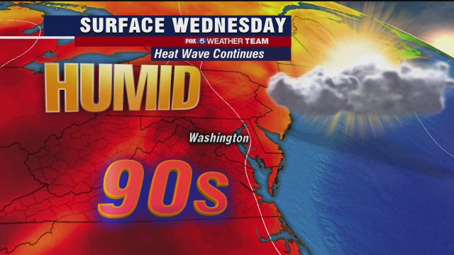 Heat wave continues Wednesday; dry skies with highs in the low-90s