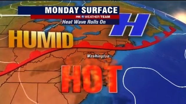Heat wave continues across DC region Monday; afternoon thunderstorms possible