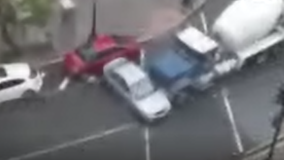 WATCH: Cement truck rams car through Northwest DC