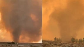 Fire tornado warning grips California as wildfire explodes