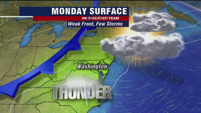 Warm Monday afternoon with evening showers, thunderstorms possible