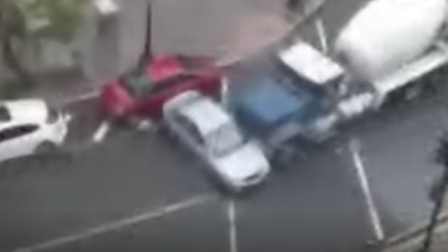 WATCH: Cement truck rams car through Northwest DC
