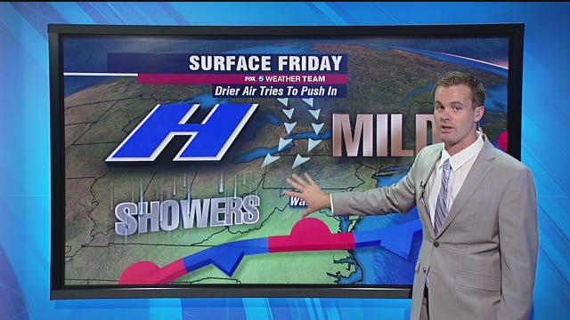 Clouds, possible showers Friday morning; clearing afternoon skies