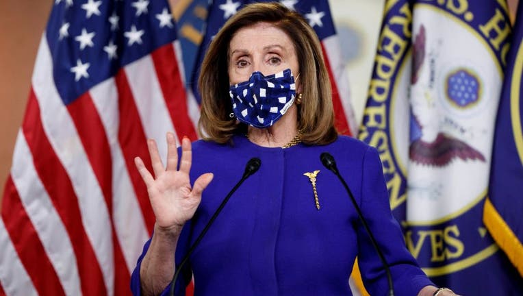 FILE - U.S. House Speaker Nancy Pelosi speaks during a press conference on Capitol Hill in Washington, D.C., the United States, on Oct. 9, 2020. U.S.