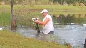 Caught on video: Man saves puppy from alligator’s jaws in Florida